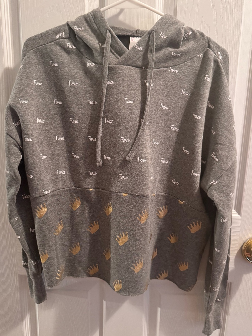 No Boundaries Gray Hoodie with Gold Crown Print